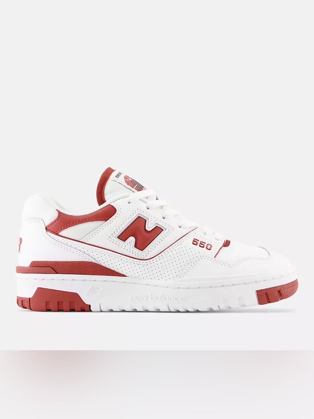 New Balance 550 White with Red Accents Low-Top Sneaker 7.5